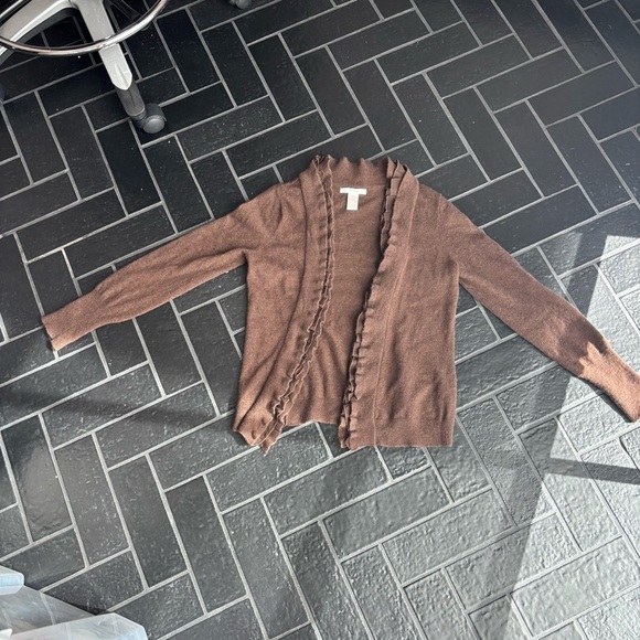 🤎 Vintage Sarah Spencer Wool Angora Ruffle Cardigan Sweater — Size Small - Picture 4 of 5